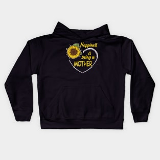 Happiness Is Being A Mother Sunflower Heart Kids Hoodie